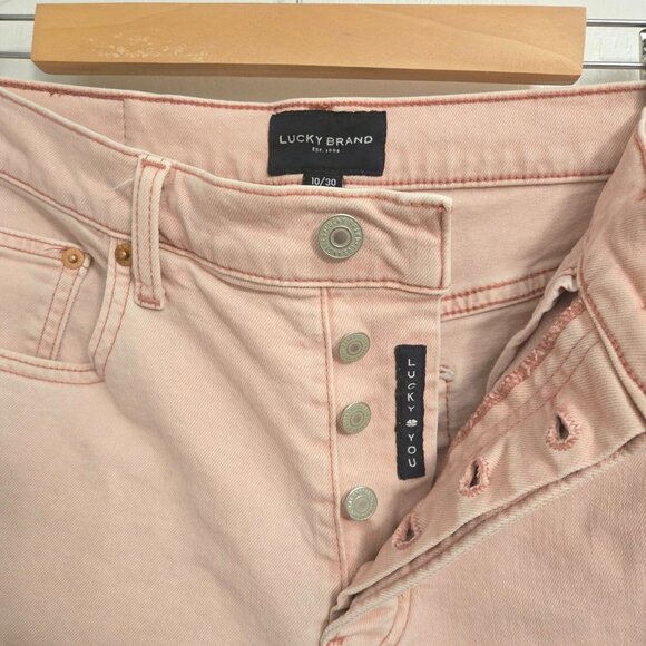 Lucky Brand 90s Loose High Rise Crop Jeans Women’s 10/30 Light Pink Raw Hem - Picture 7 of 10